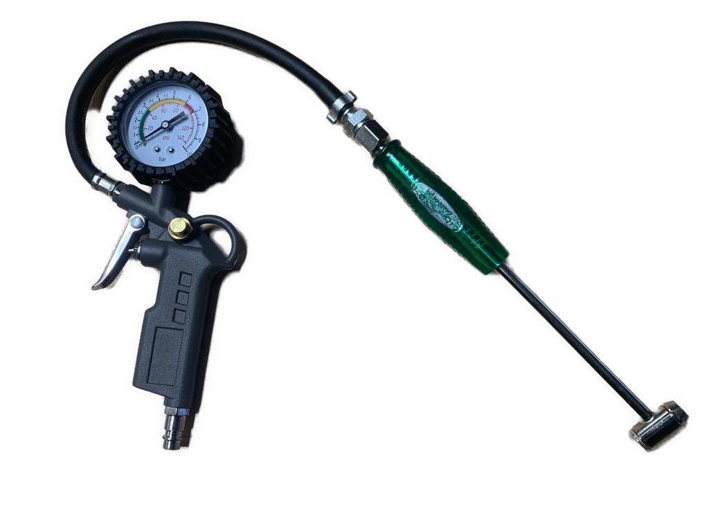 Bandenpomp met manometer en alligator pompstok