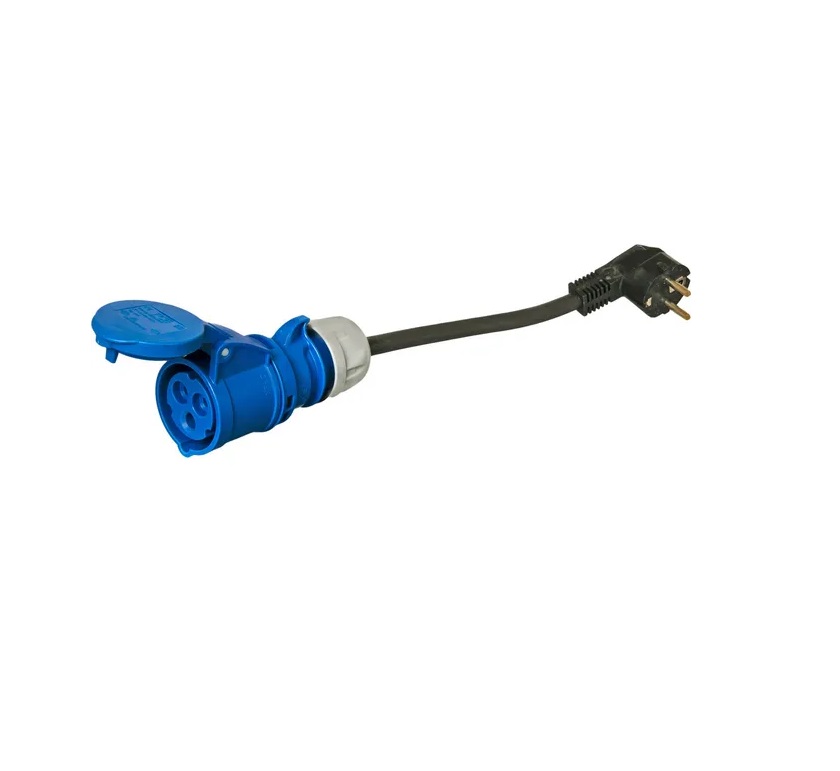 verloop stekker caravan Schuko-adapter m. CEE blauw voor Ls12ed houtklover - Afbeelding 1